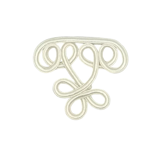 Frog Closure - Passementerie - White 3" X 2.5"