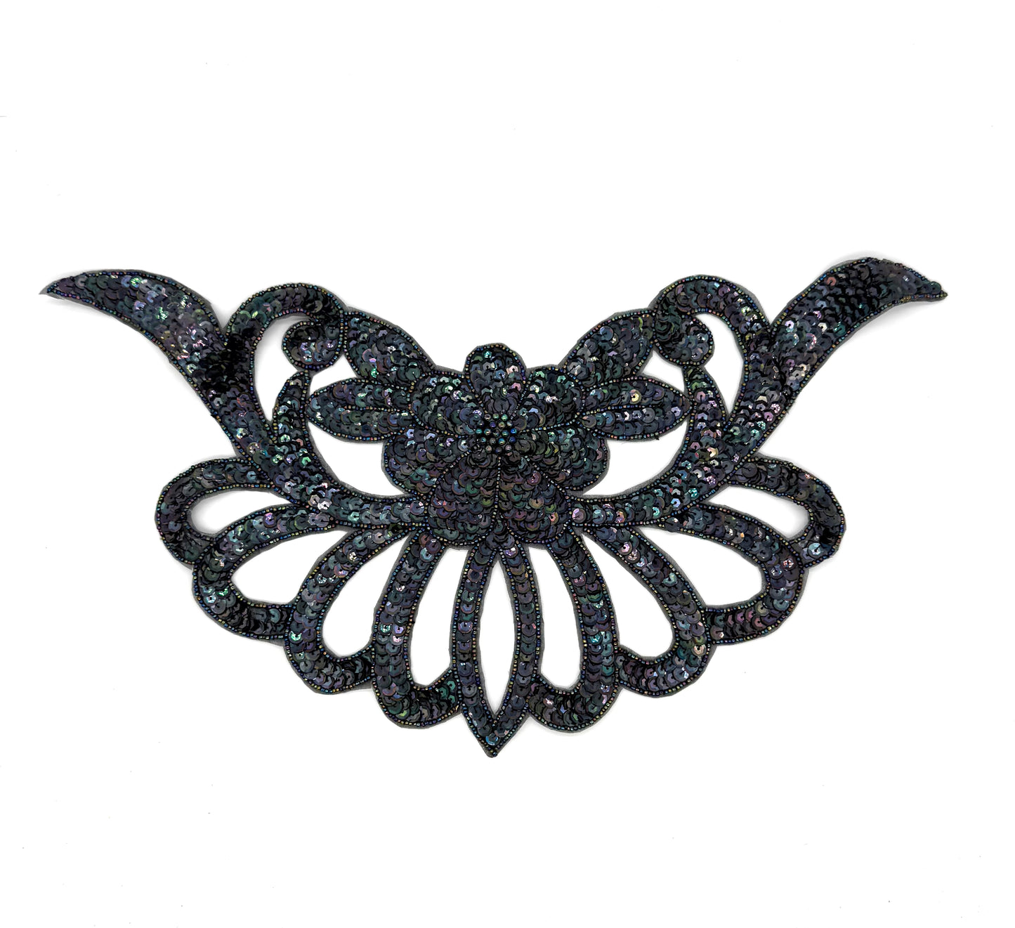 Collar de flores con diseño de diseñador - Lentejuelas Moonlight - Cuentas Moonlight 16" x 8"