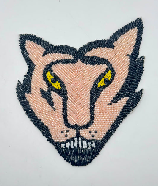 Cougar Face with Glass Beads 7" x 5.5"
