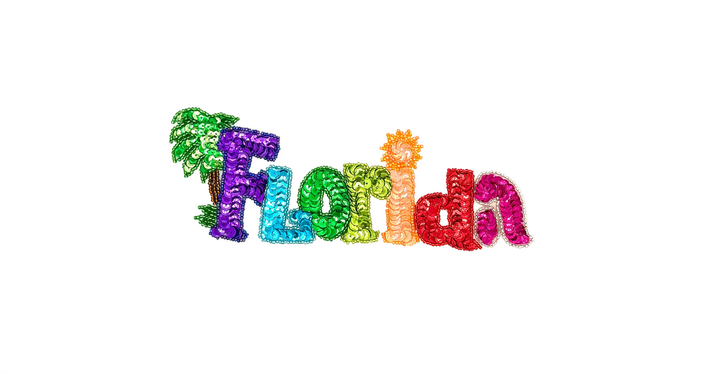 The Word “Florida” - MultiColored Sequins/Beads - 8.5" x 3"