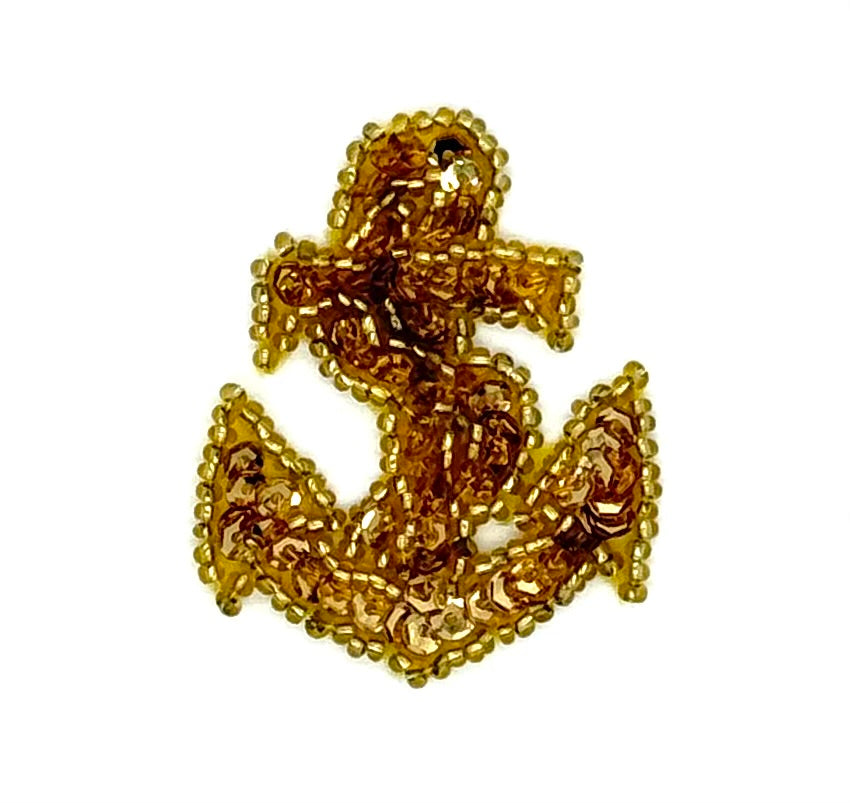 Anchor with Rope - Choice of Color Silver or Gold Sequins/Beads 2.25" x 1.5"