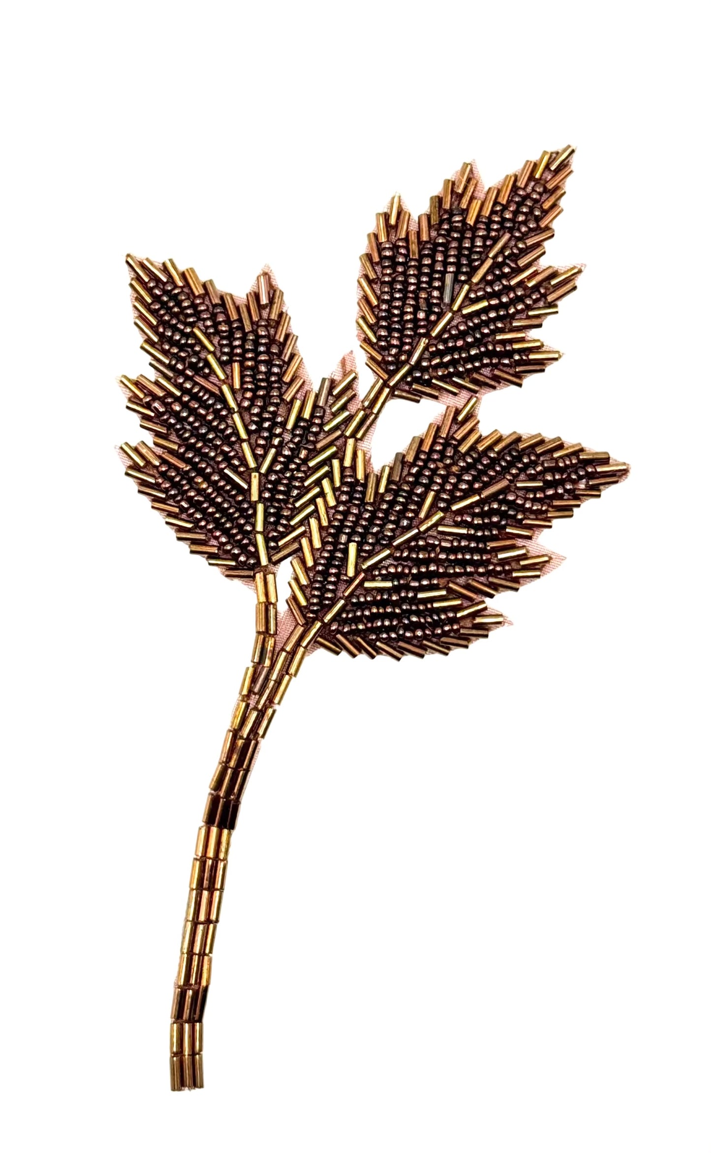 Aplicación de hoja con cuentas de bronce 6" x 3.5"
