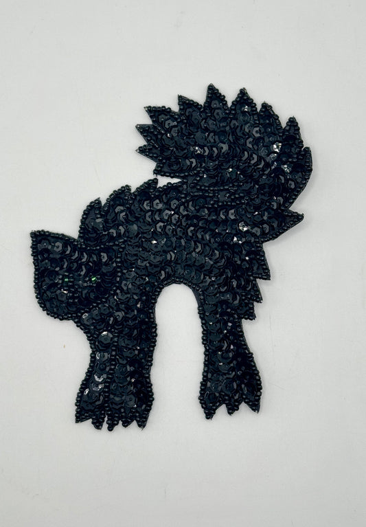 Black Cat for Halloween Sequin Beaded 4.5" x 4"