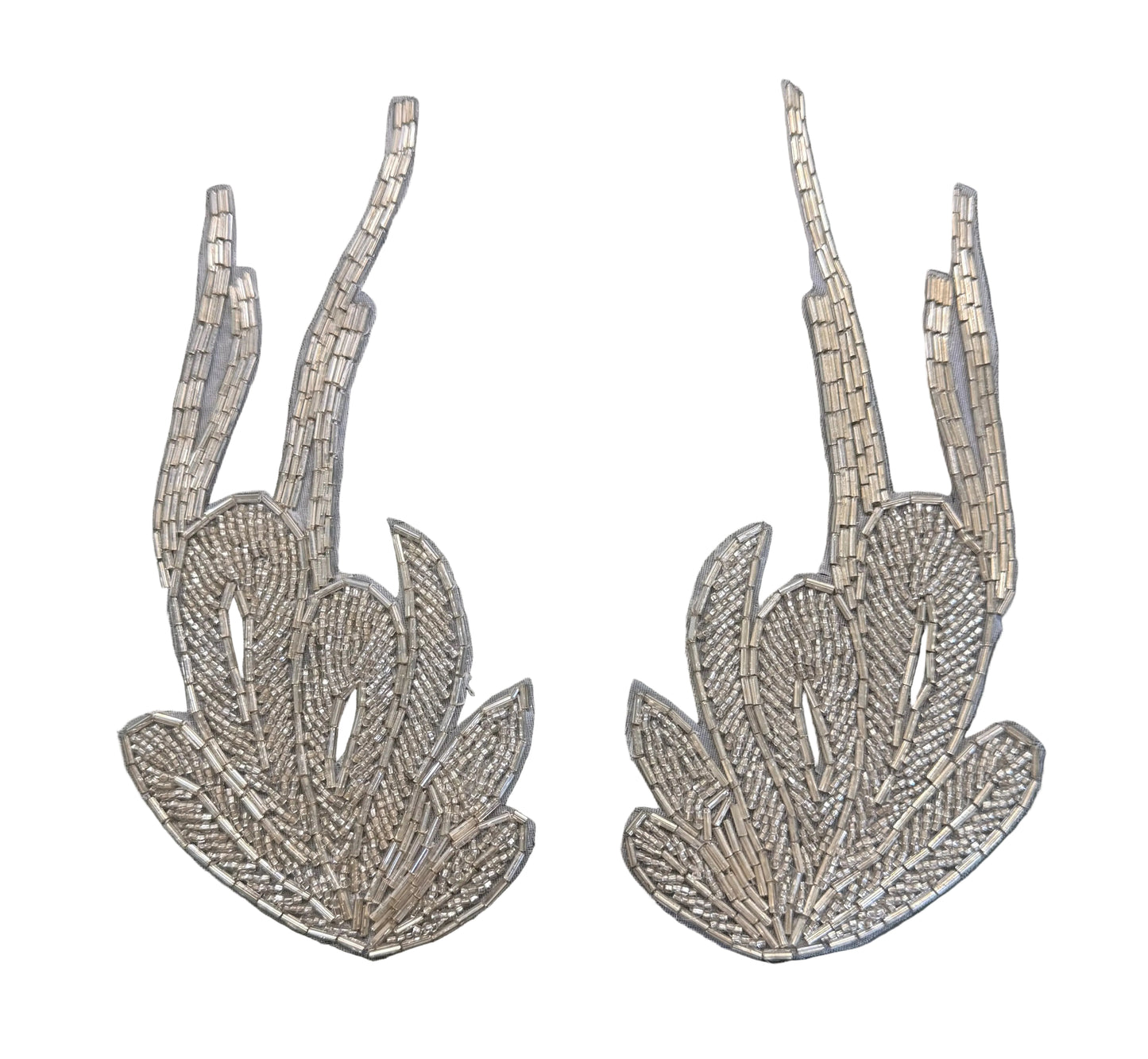 Designer Motif Pair - Silver Beads 8" x 3.5"