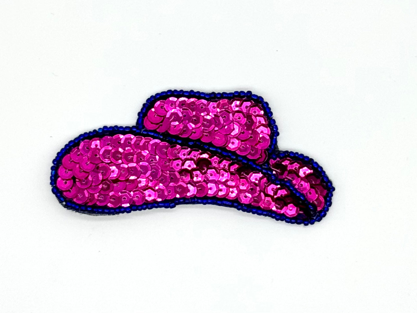 Cowboy Hat with Fuchsia Sequins Blue Beads 3.5" x 1.5” - Choice of Right or Left Facing