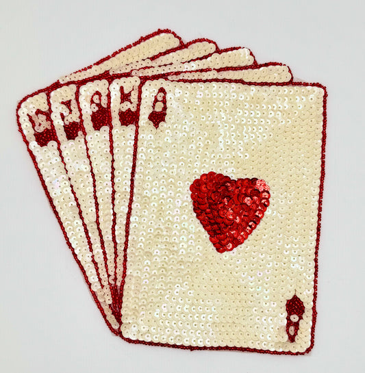 Red Royal Flush Hand of Cards 8.25” x 7.75”