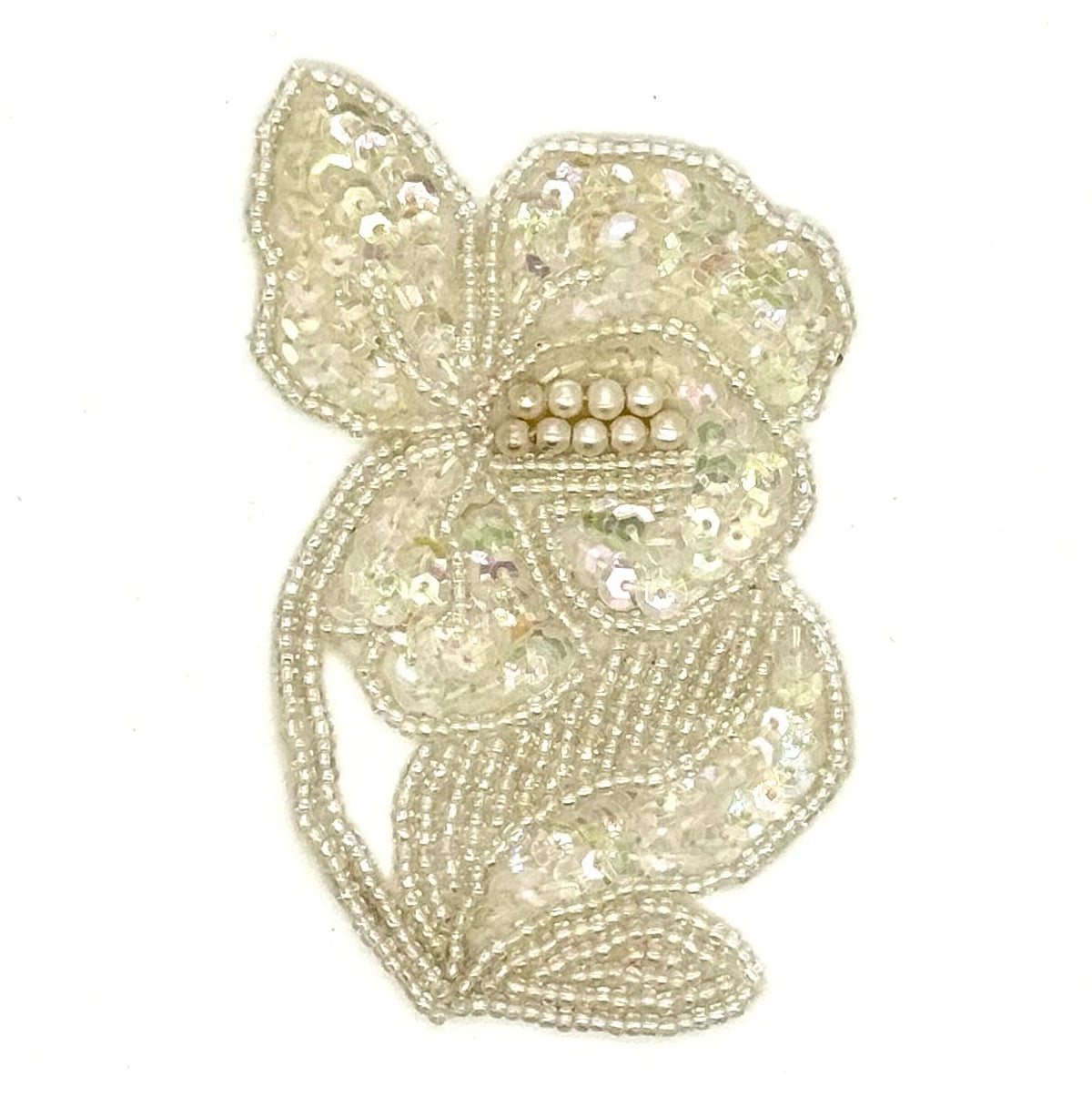 Flower Appliqué – Iridescent Sequins & Glass Beads 3.5" x 2.25"