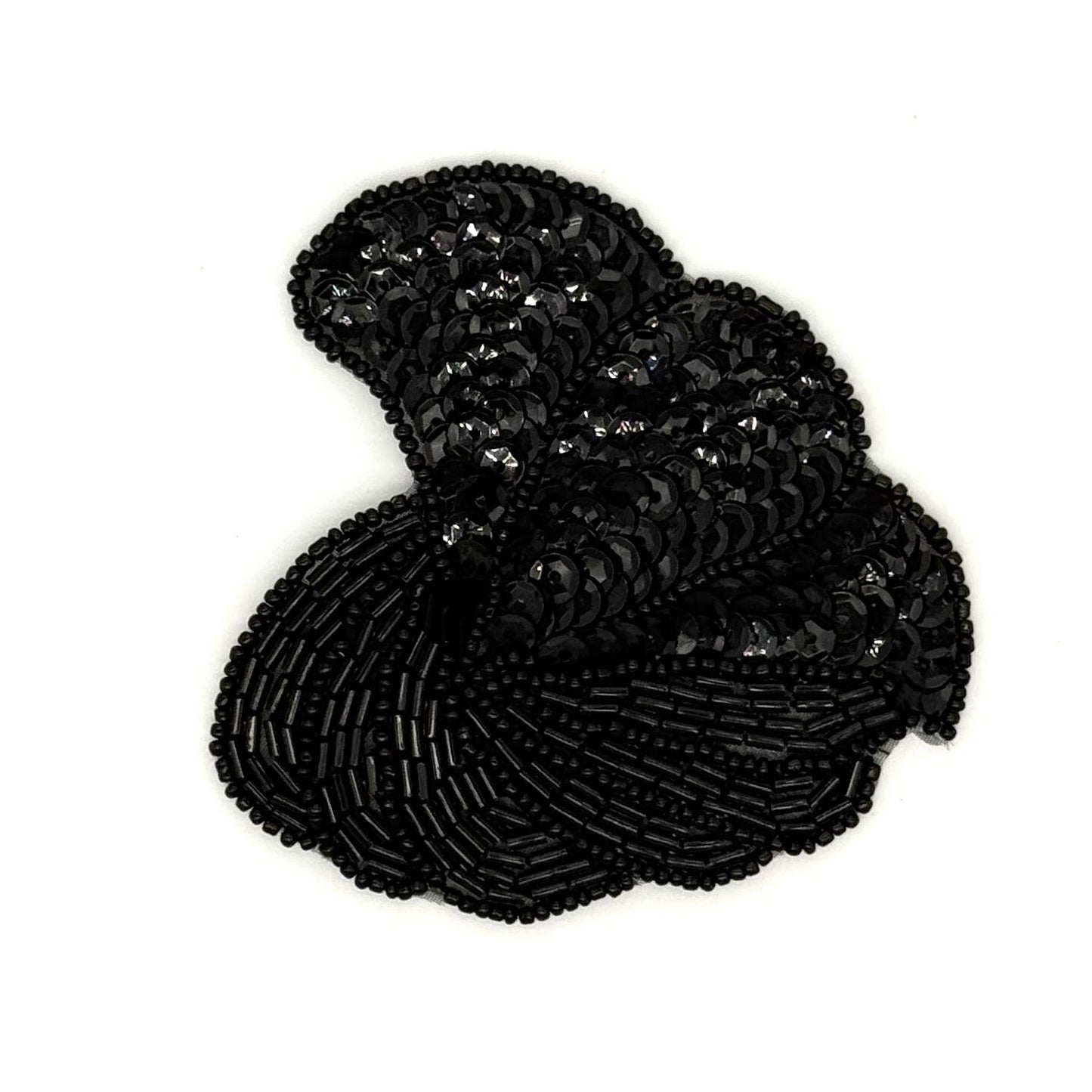 Aplique de concha marina - Lentejuelas/cuentas negras 10,16 cm x 10,16 cm