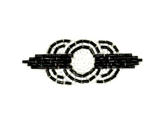 Motivo de diseño triple círculo - Cuentas blancas y negras 3.5" X 1.5"
