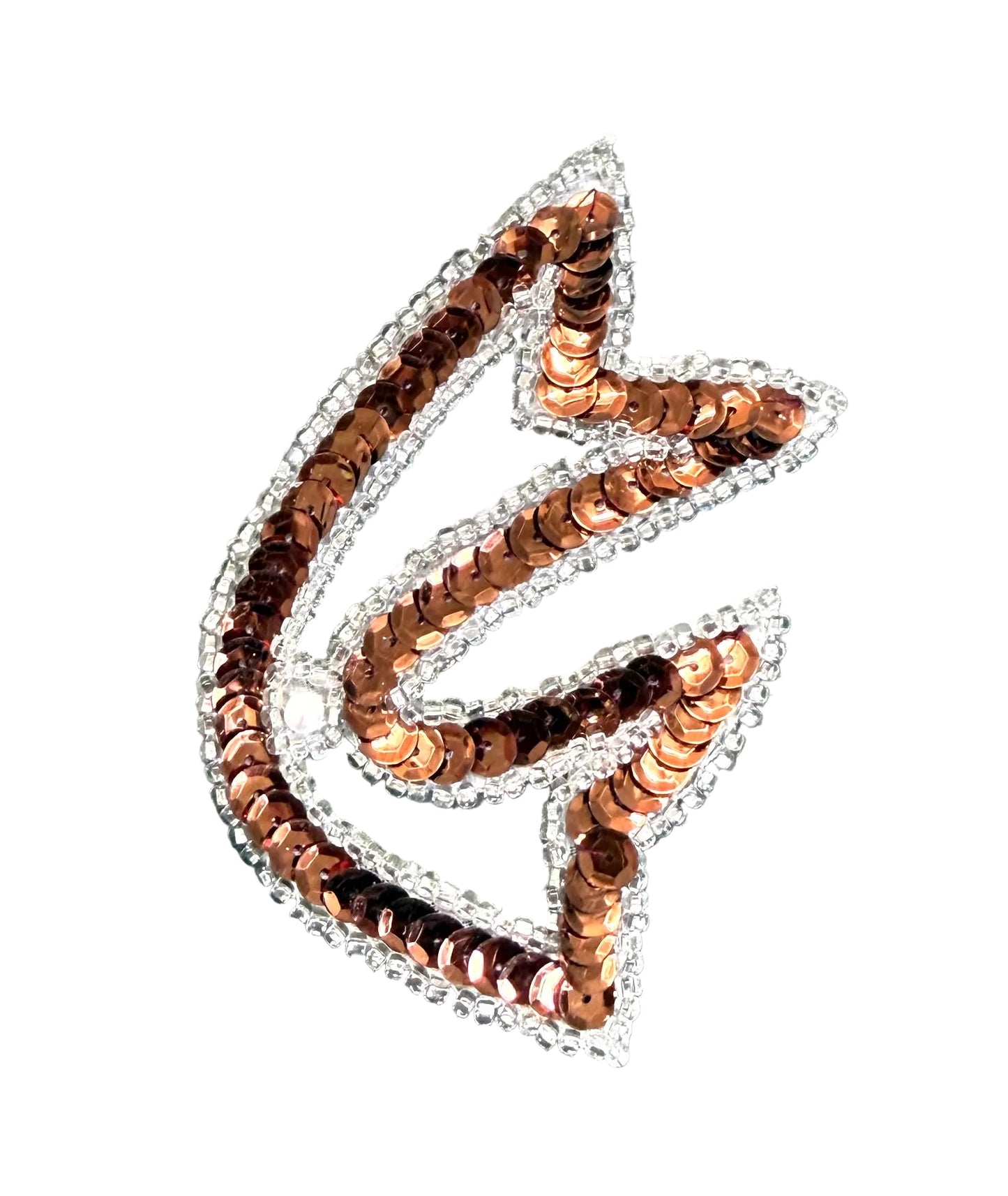 Designer Motif Pair or Single - Bronze Sequins - Silver Glass Beads - Pearl 3.5" x 3.5"