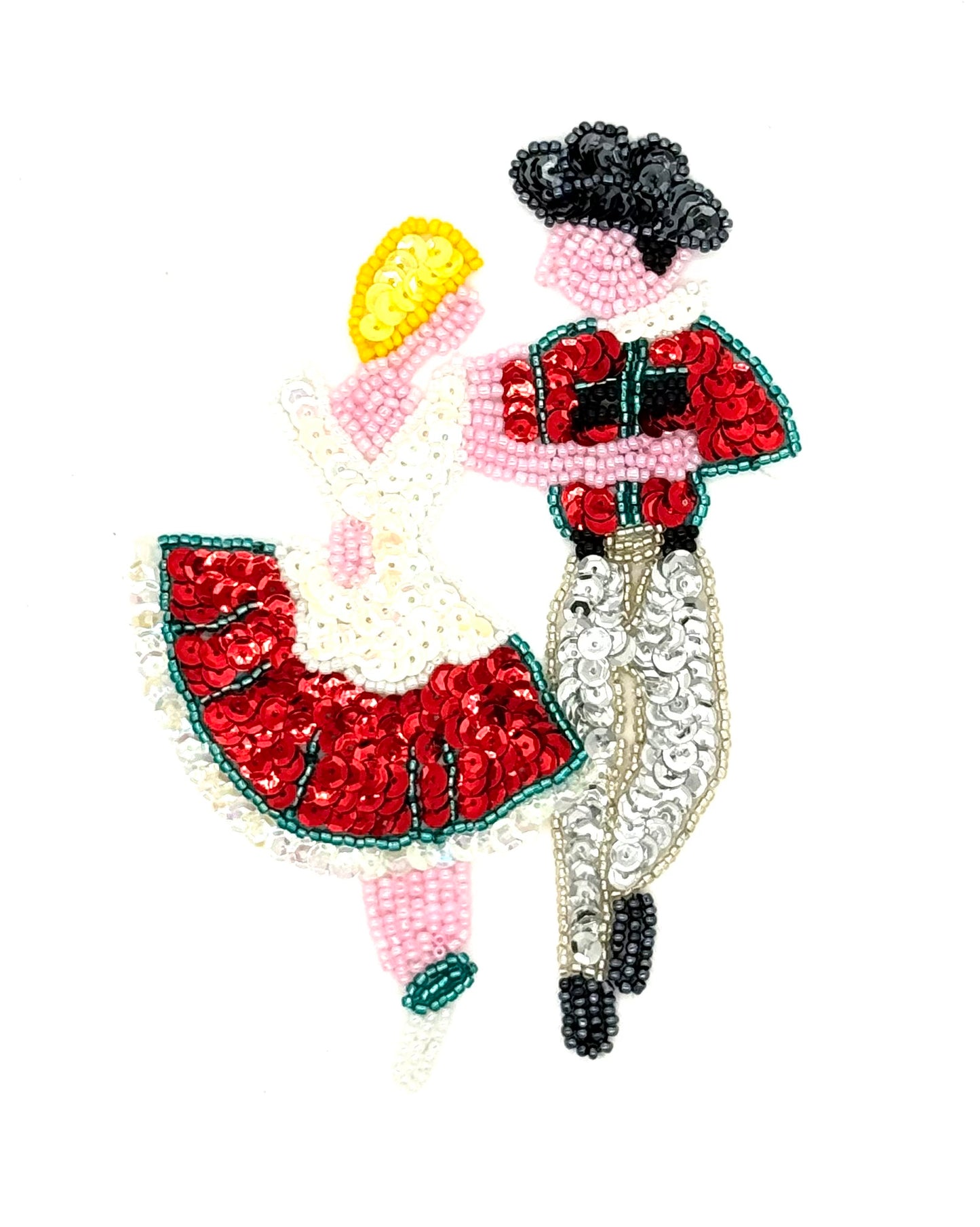 Couple Dancing - Choice of Color - Sequins - Glass Beads  6" x 4"