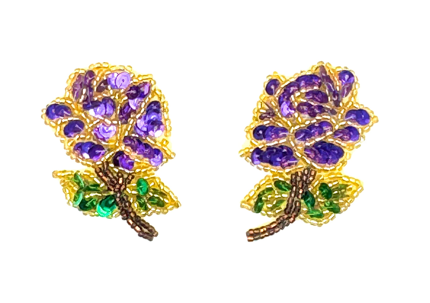 Purple Rose with Silver and Purple and Gold - Choice of Assorted sizes - Singles and Pairs