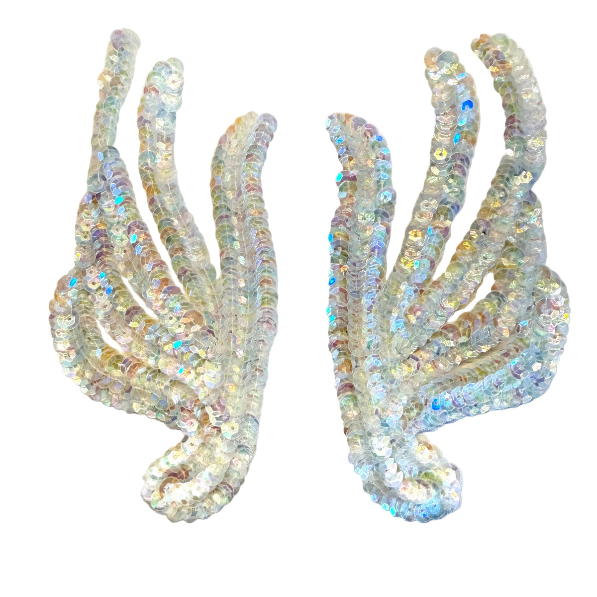 Iridescent Sequin Leaf Appliqué, Pair or Single L, 5.75 x 2.75 in