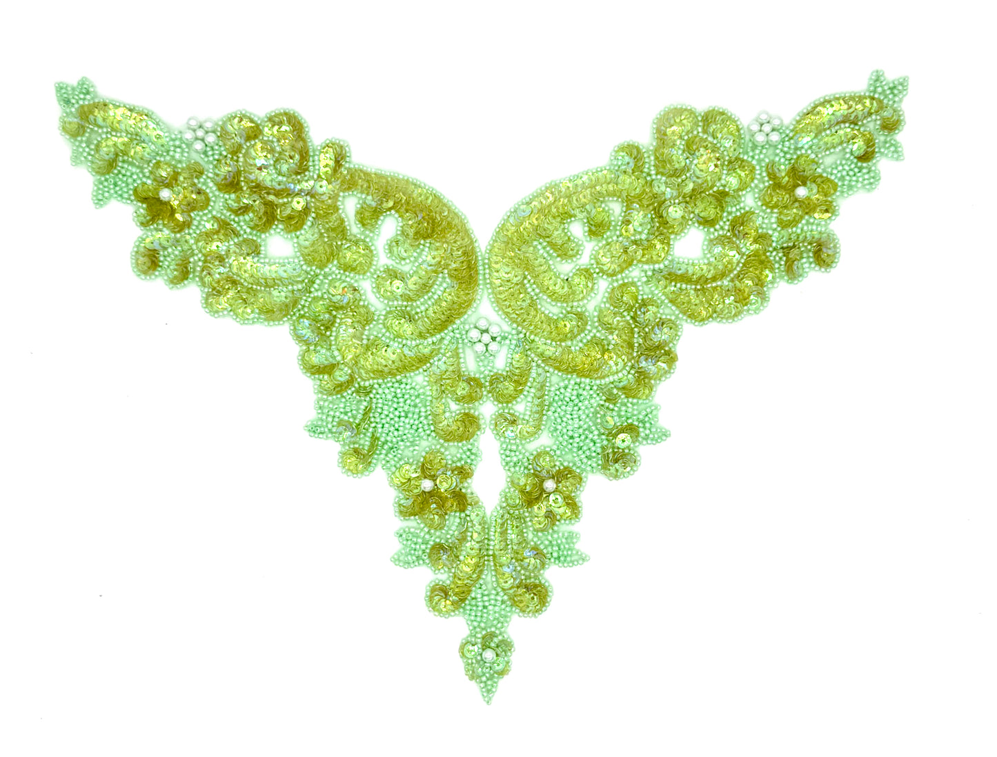 Corpiño de diseño con motivo - Lentejuelas verde menta oscuro/verde menta claro - Cuentas 30 cm x 23 cm