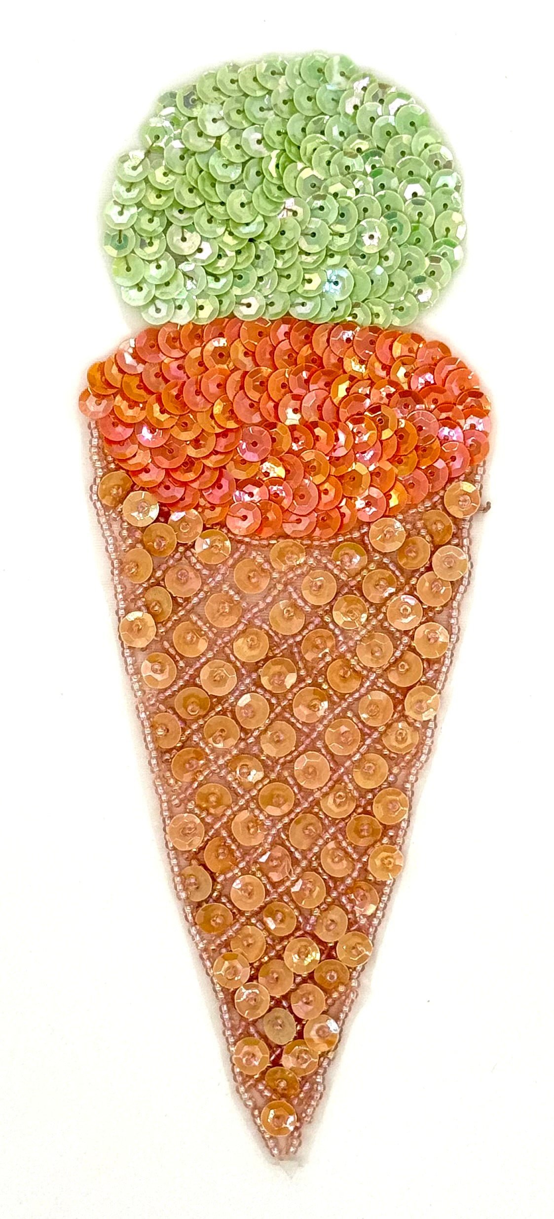 Ice Cream Cone - Choice of two Varients -Multicolored Sequins - Glass Beads 8" x 3"