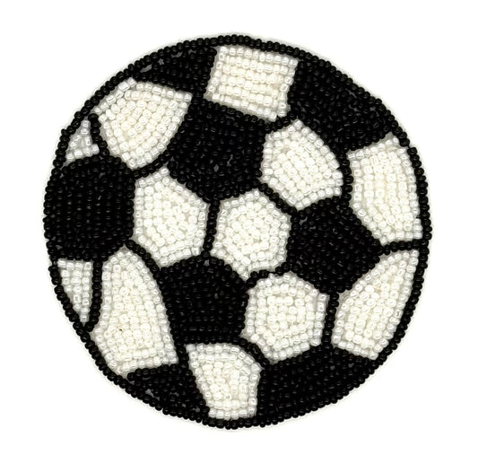 Pelota de fútbol de cuentas blancas y negras de 3.25" x 3.25"