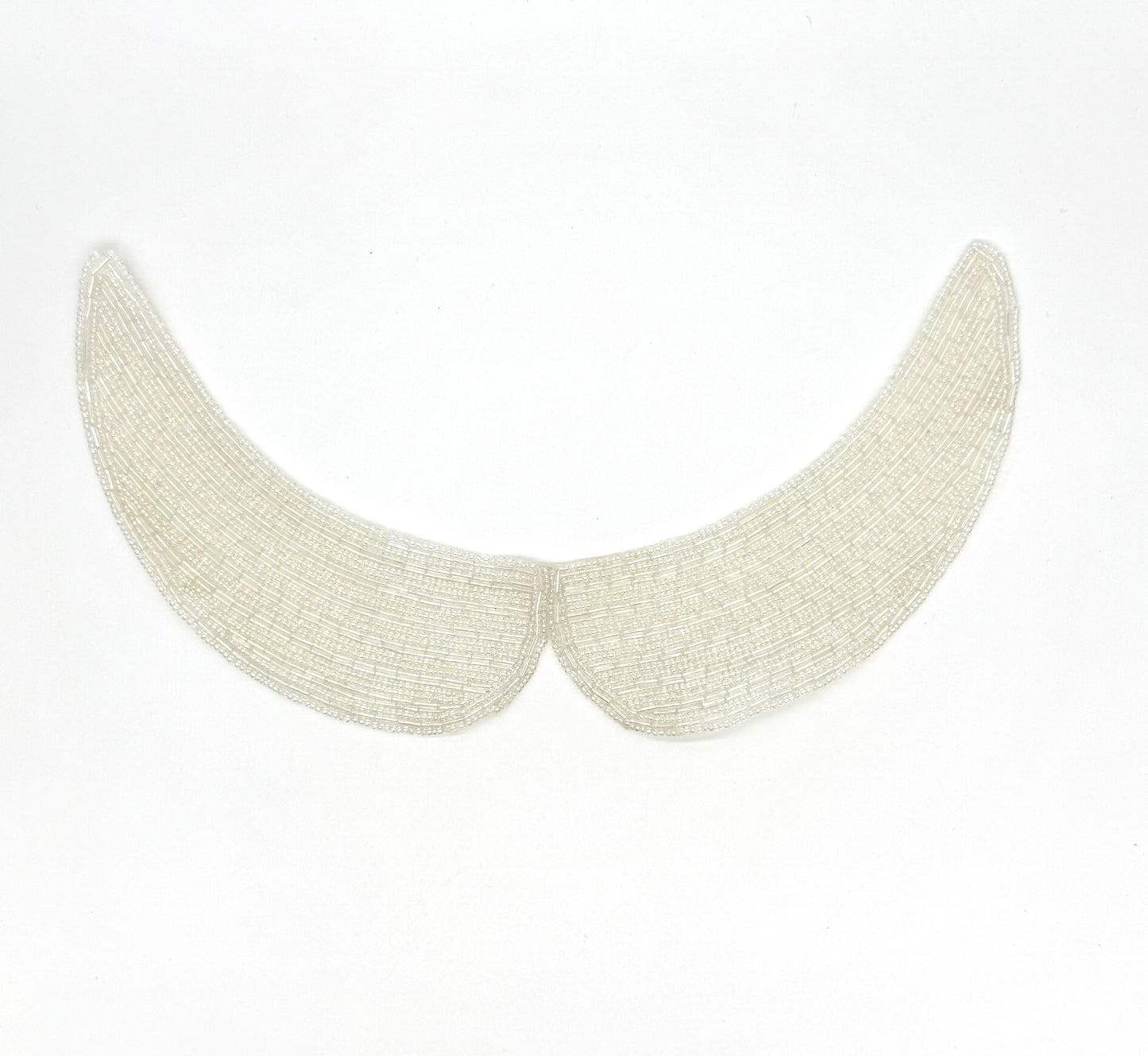 Designer Motif Iridescent White Beaded Collar 11.5”x 5.5”