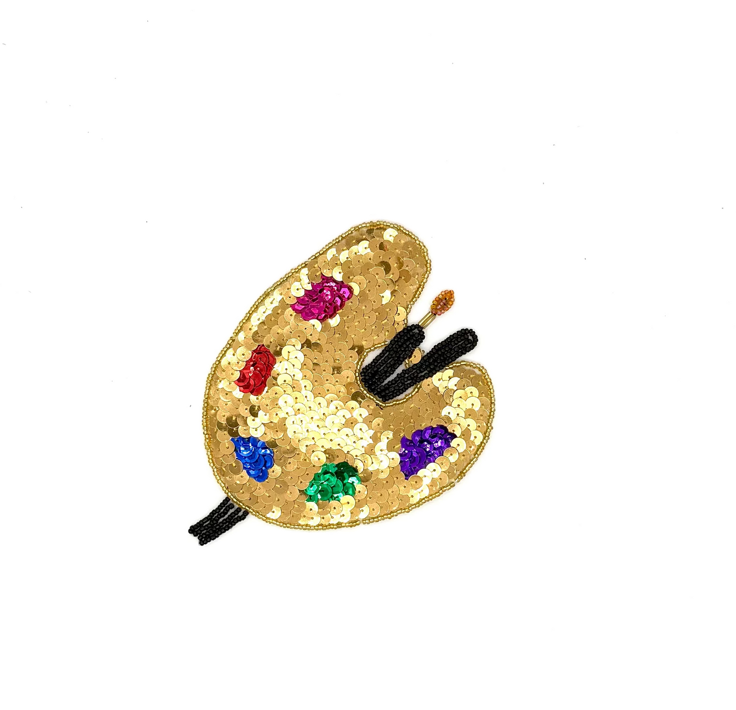 Aplicación Paleta de Artista - Lentejuelas Doradas Claras/Oscuras a elección - Lentejuelas Multicolores - Cuentas Negras/Doradas 6" x 4.25"