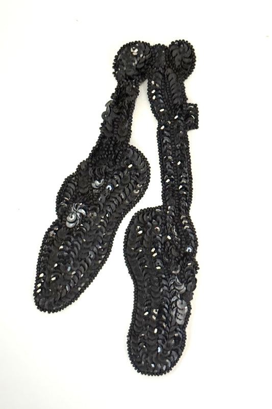 Ballet Slippers - Black Sequins - Glass Beads 6.75" x 3.5"