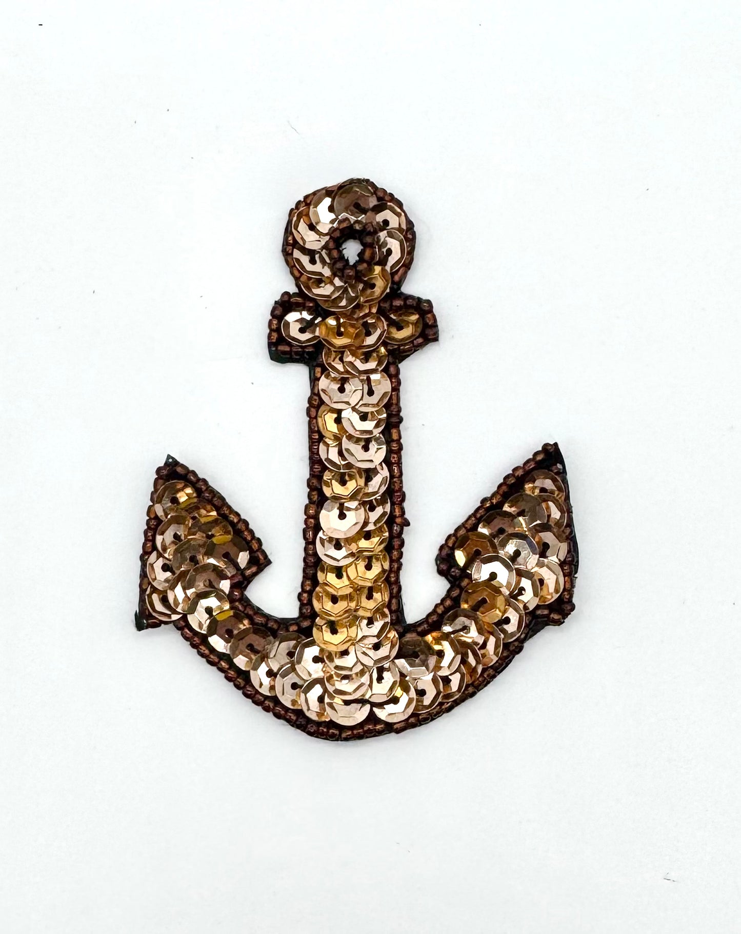Ancla con lentejuelas y abalorios de bronce de 3" x 2.25" Opción con pegamento o sin pegamento