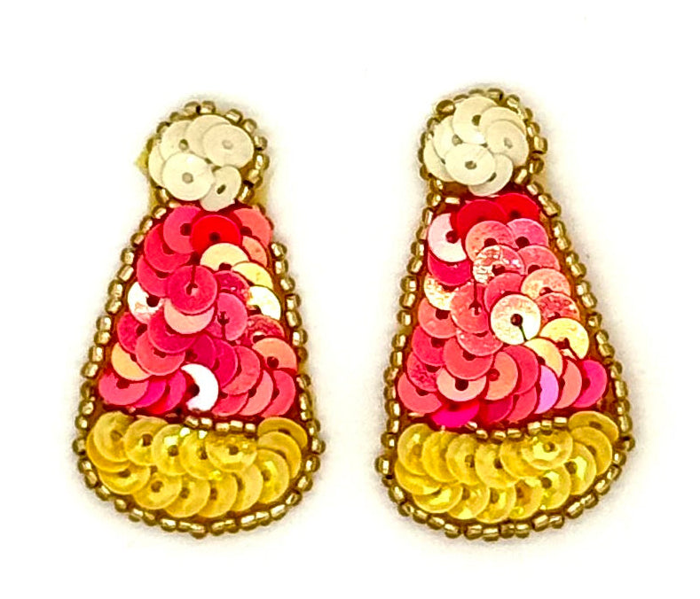 Par de Candy Corn, de lentejuelas y abalorios en 3 variantes de tamaño: 1.5", 1.75", 2"