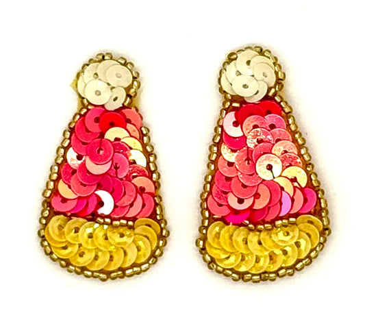 Candy Corn Pair, Sequin Beaded in 3 variants in size: 1.5", 1.75" , 2"