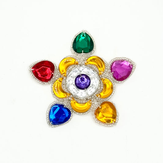 Designer Motif with Multicolored Stones with a Purple Center 3"