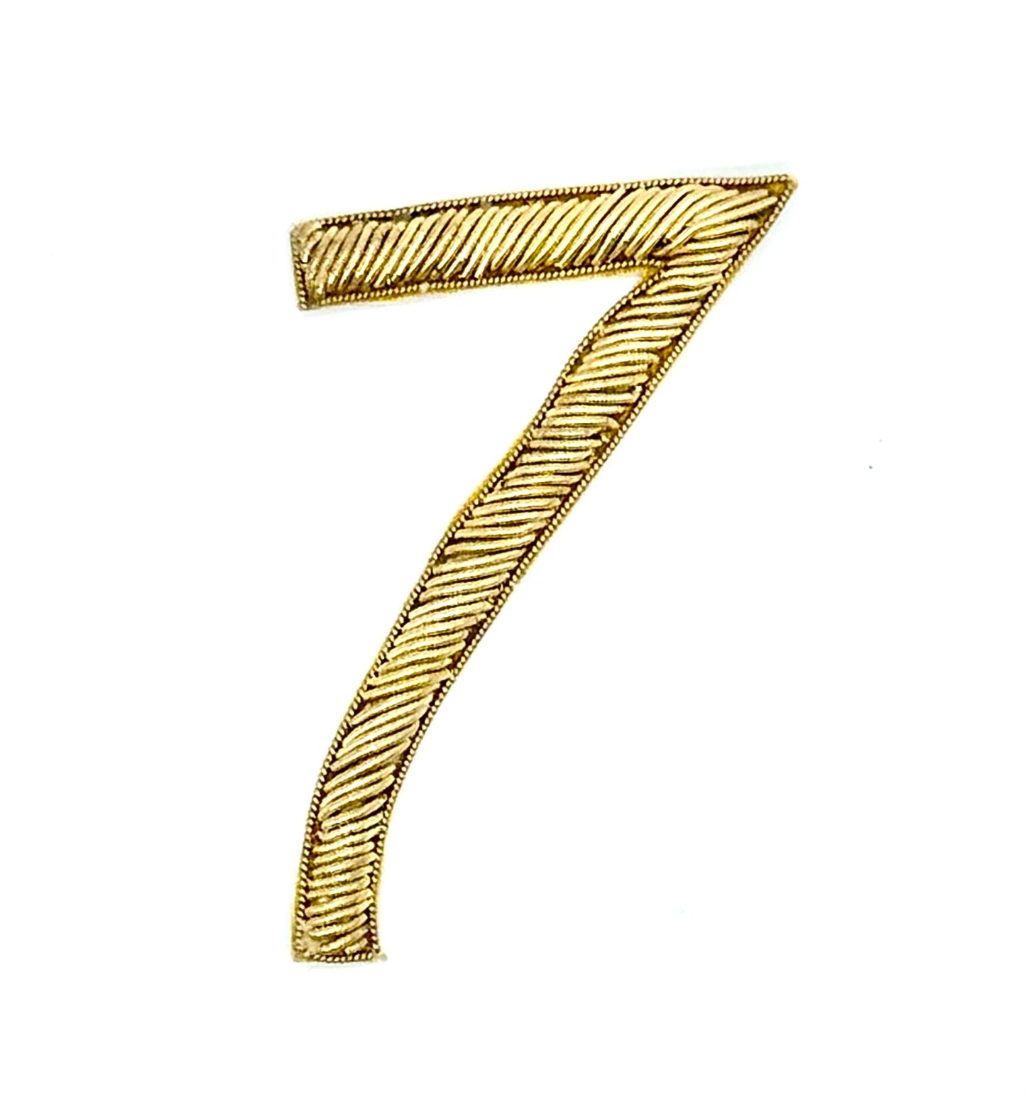 Embroidered Metallic Gold Number Seven, 2.5”x 2.5”