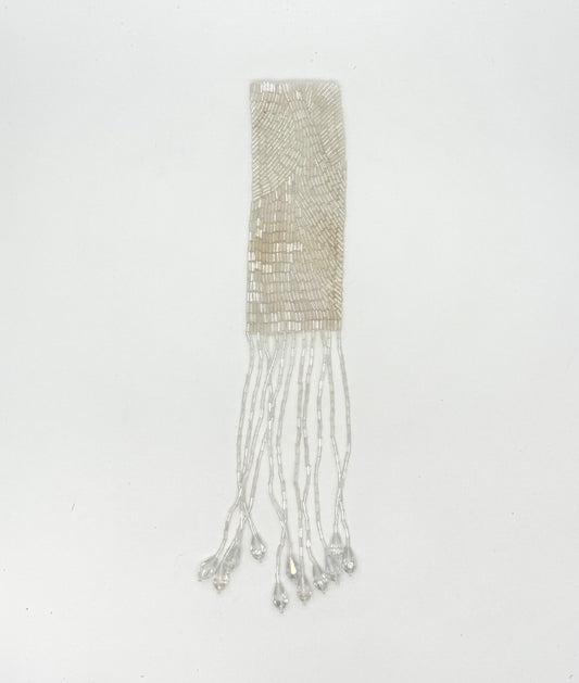 Epaulet - Iridescent White Beads - Fringe 11" x 2"