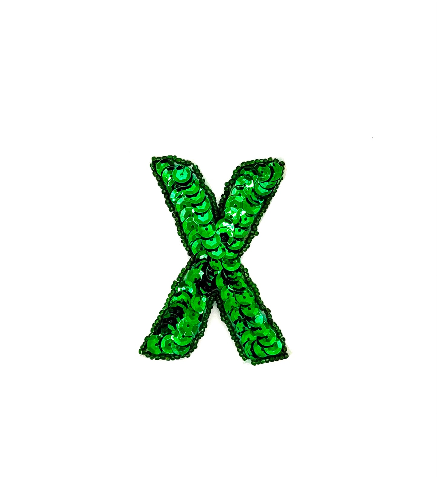 Aplique de letra de 3" - Lentejuelas/cuentas verdes - Letra a elegir A/O/X