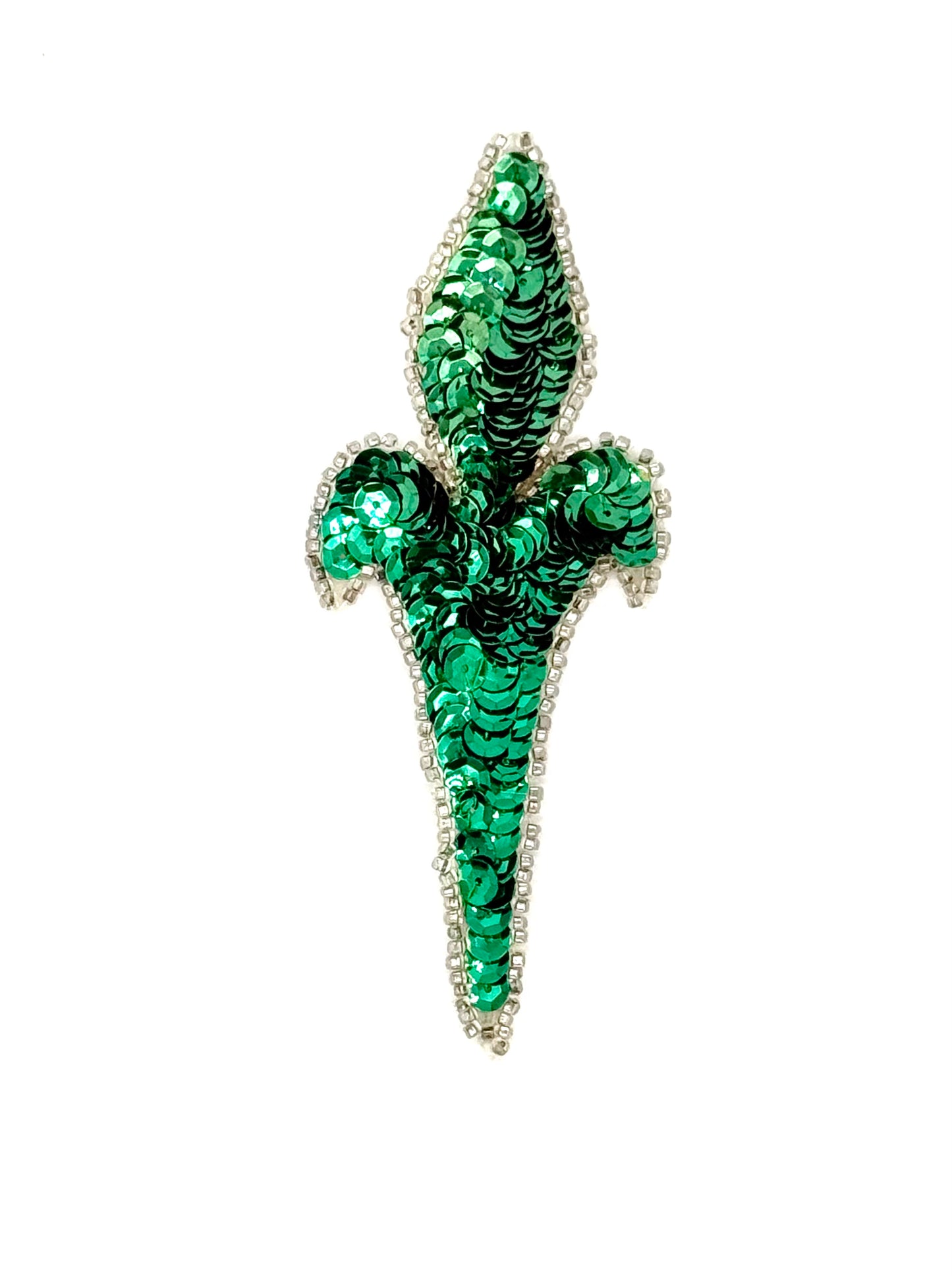Designer Motif with Emerald Green Sequins and Silver Beads 5”x 2”
