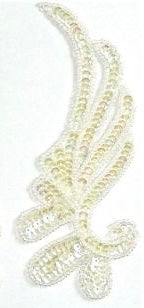 Design Motif Swirl - Pair/Single - Iridescent Sequins - Iridescent Beads 6" x 2.5"