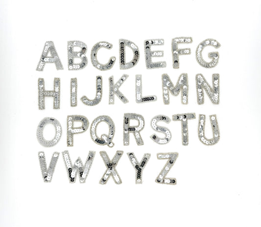2” Letter Appliqué - Silver Sequins/Beads - Choice of Letter