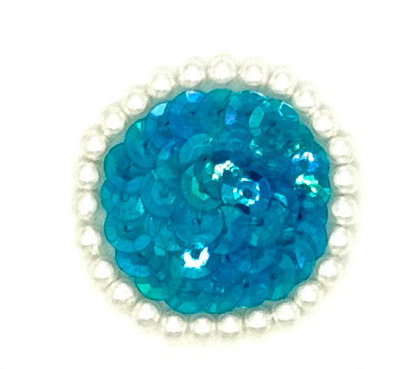 Elección de color Lentejuelas de puntos turquesa y perlas de 1.5"