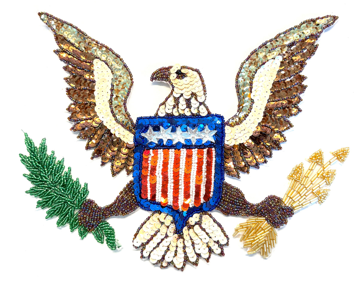 Eagle with USA Flag, Arrows and Branch - Choice of Size: 11.25" x 9.25" or 10.5" x 8.5"