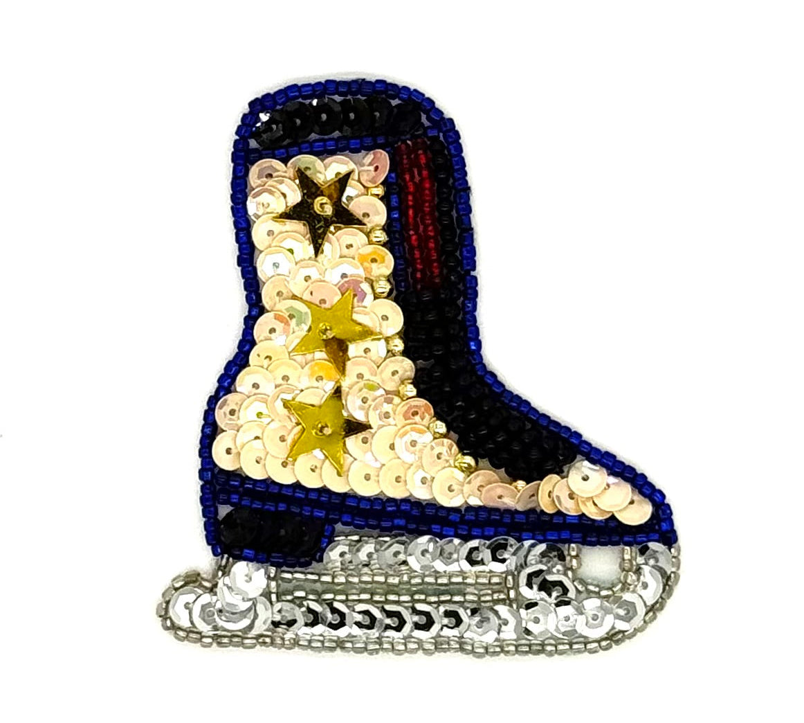 Ice Skates - Multicolored Sequins - Beads 3" x 2.5"  5 Choices