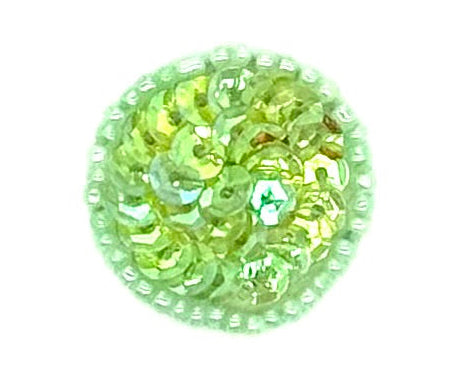 Dot Appliqué - Pale Iridescent Green Sequins and Beads - Choice of size - 1.5" or 1"