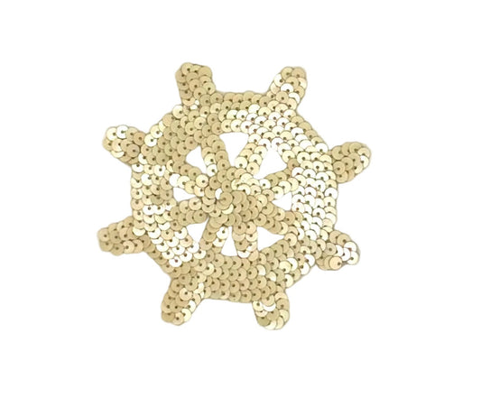 Ships Wheel - Beige Sequins - 3.5" x 3.5"