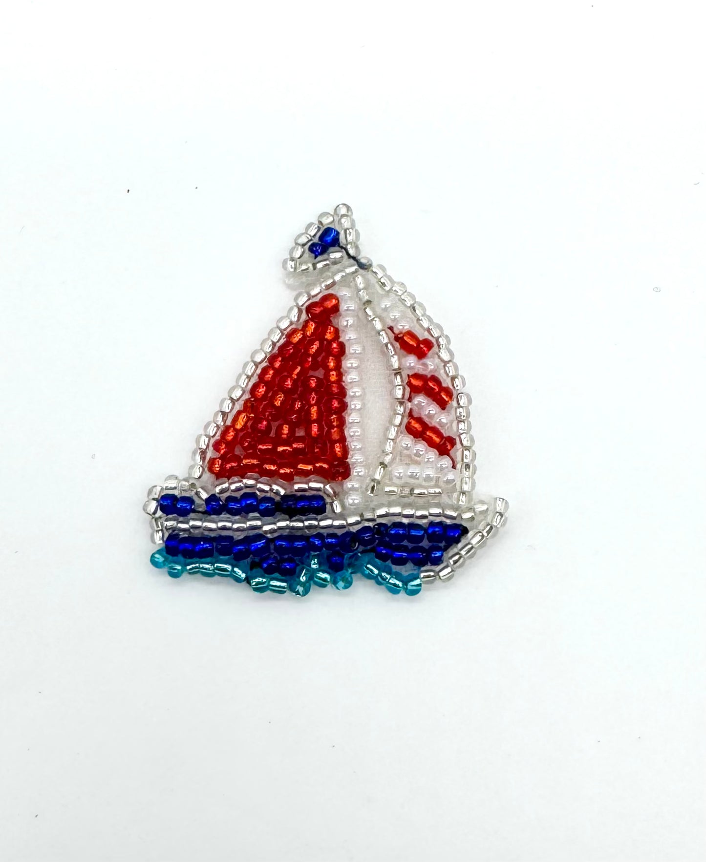 Sailboat with Red White and Blue Beads 1 3/4" x 1 1/2”