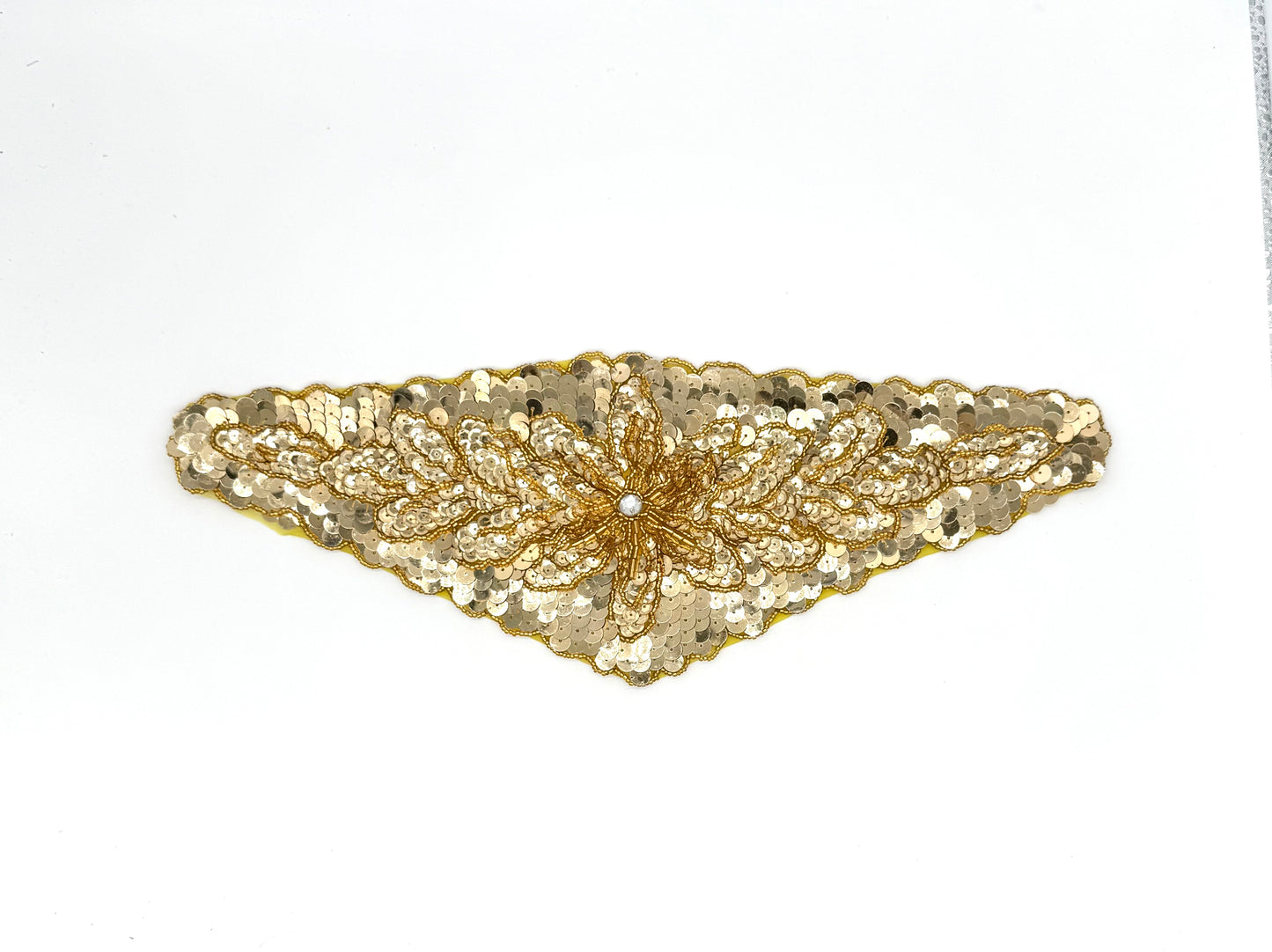 Cinturón Motif de Diseñador - Lentejuelas Doradas - Cuentas - Diamantes de Imitación 14" x 5"