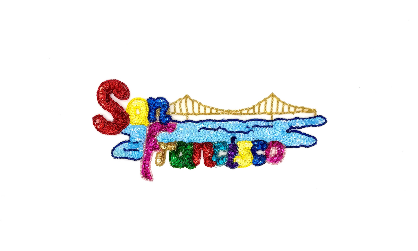 The Word “San Francisco” featuring The Golden Gate Bridge -  Multicolored Sequins/Beads 10" x 4.5"