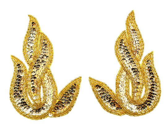 Designer Motif Twist Pair with Gold Sequins and Beads 6" x 4"