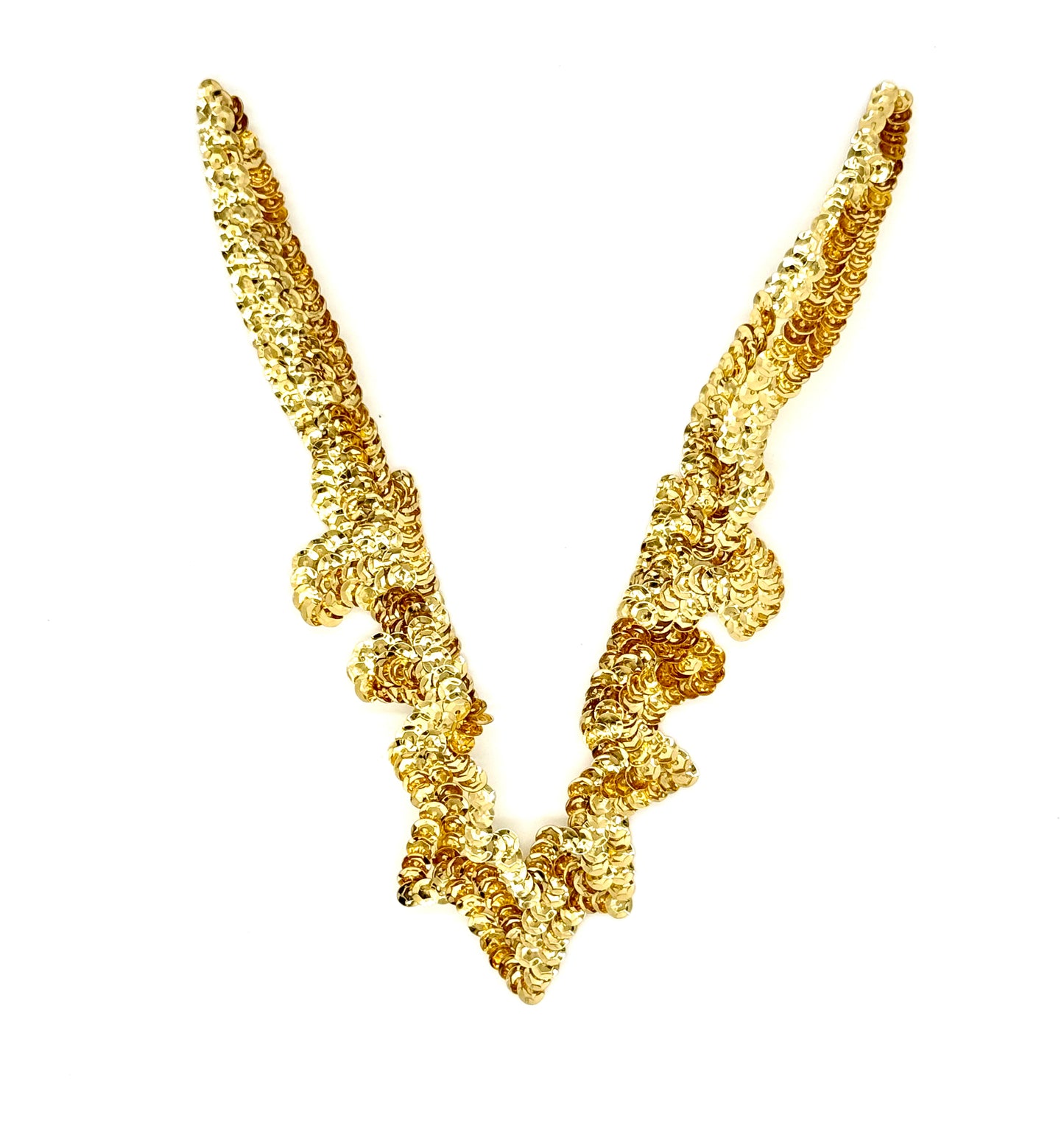Designer Motif Neckpiece Appliqué with Gold Sequins 8”x 5”