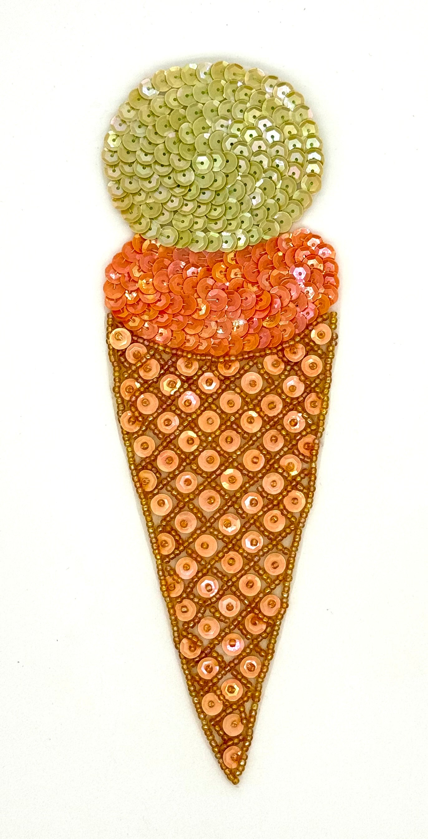 Ice Cream Cone - Choice of two Varients -Multicolored Sequins - Glass Beads 8" x 3"