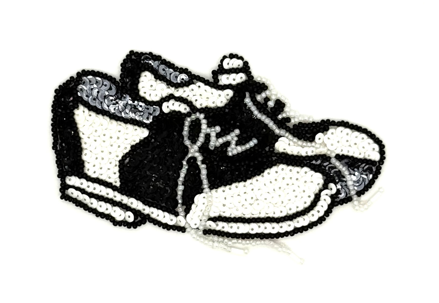 Shoes - Black/White Sequins - Beads 5" x 2.5"