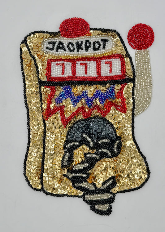 Slot Machine Jackpot 777 with Multicolored Sequins and Beads 7" x 5"