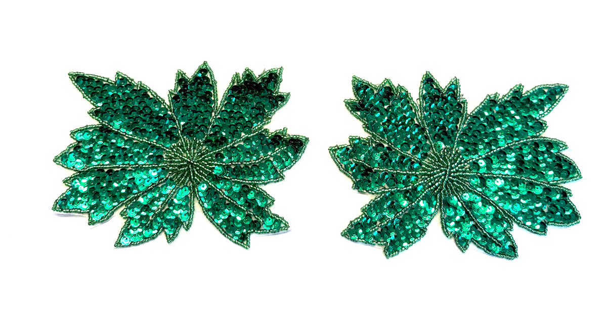 Par de flores Elección de color Lentejuelas y cuentas verdes