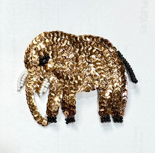 Elephant with Bronze and Black Sequins and Beads 3.25” x 2.5”