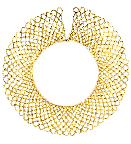 Gold Beaded Collar Necklace with Clasp - 9.5" Wide