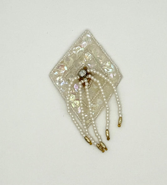 Epaulet Diamond - Iridescent Sequins - Beads - Rhinestone 3.75"x 2.25”
